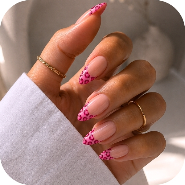 unghie leopardate french rosa