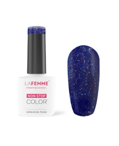 Smalto semipermanente NSC blu mini glitter argento e fucsia coprente H245 Smalto semipermanente NSC blu mini glitter argento e fucsia coprente H245