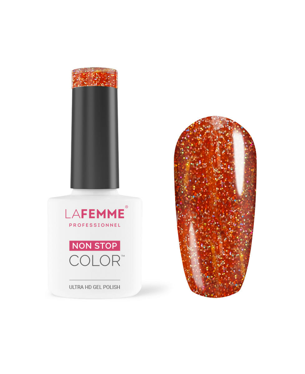 smalto semipermanente arancione ruggine glitter La Femme