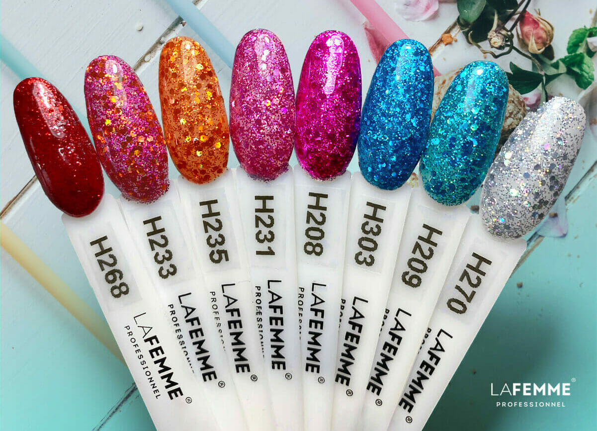 Glitter La Femme Smalto Semipermanente H303 azzurro fucsia ricostruzione unghie idee nail art