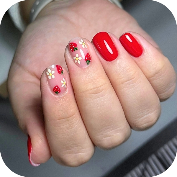 unghie estive rosse con fragole