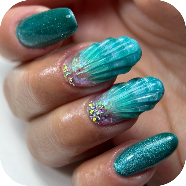 nail art estive particolari sirena effetto 3d
