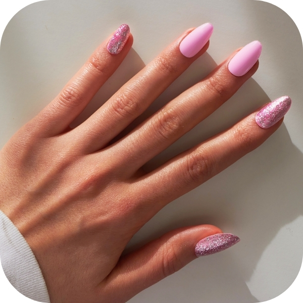 idee unghie estate rosa glitter  