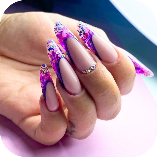 Ricostruzione Unghie Muretto gel Nail Art Decorazione In Struttura Glitter Parade collezione La Femme Carnevale