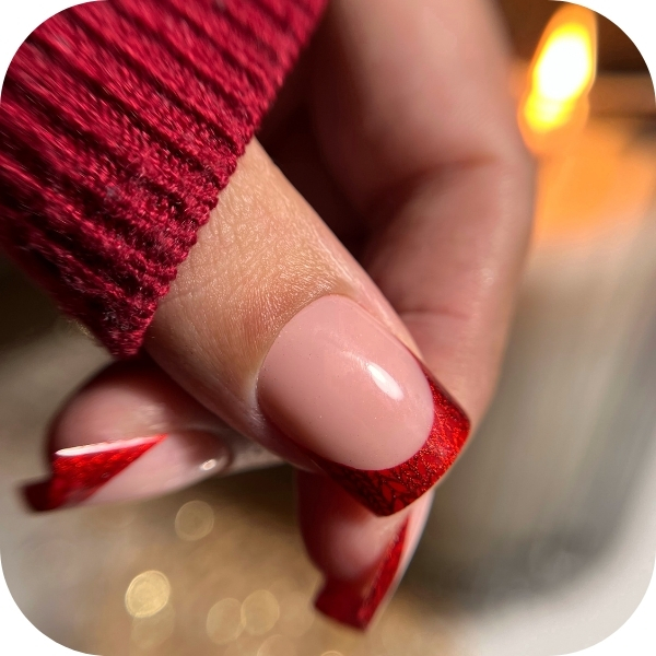 French nail art rossa cromata 