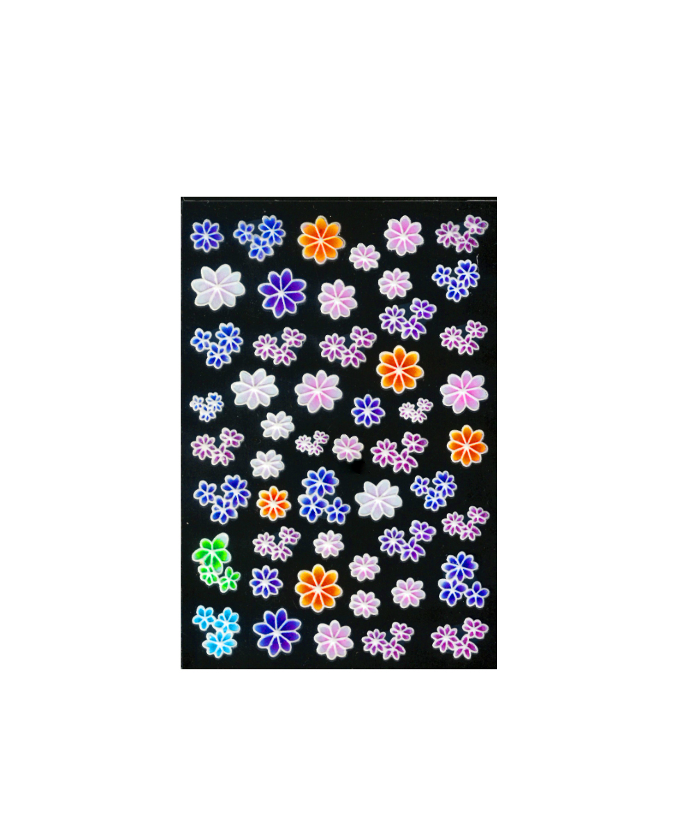 sticker nailart con fiori colorati
