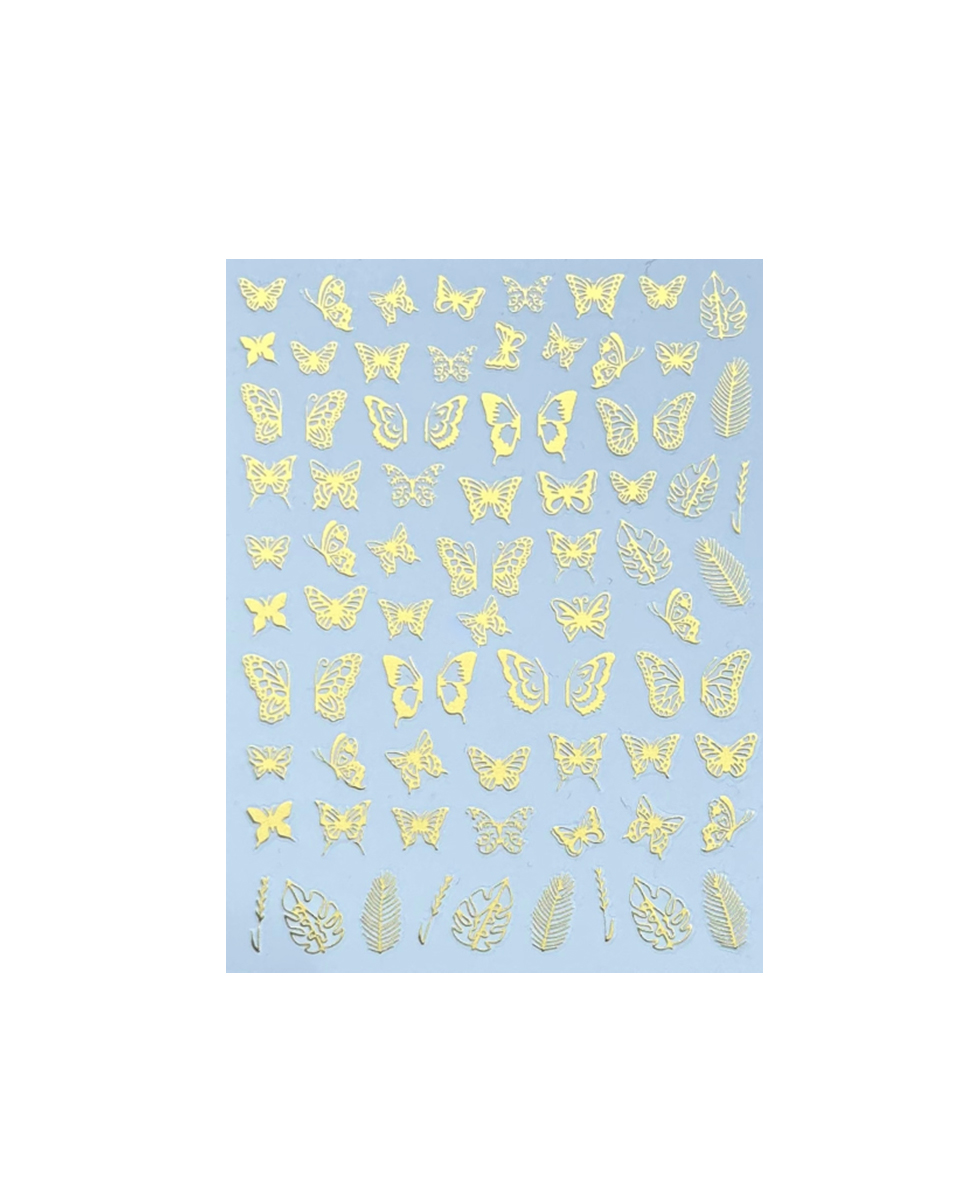 sticker per unghie con farfalle dorate