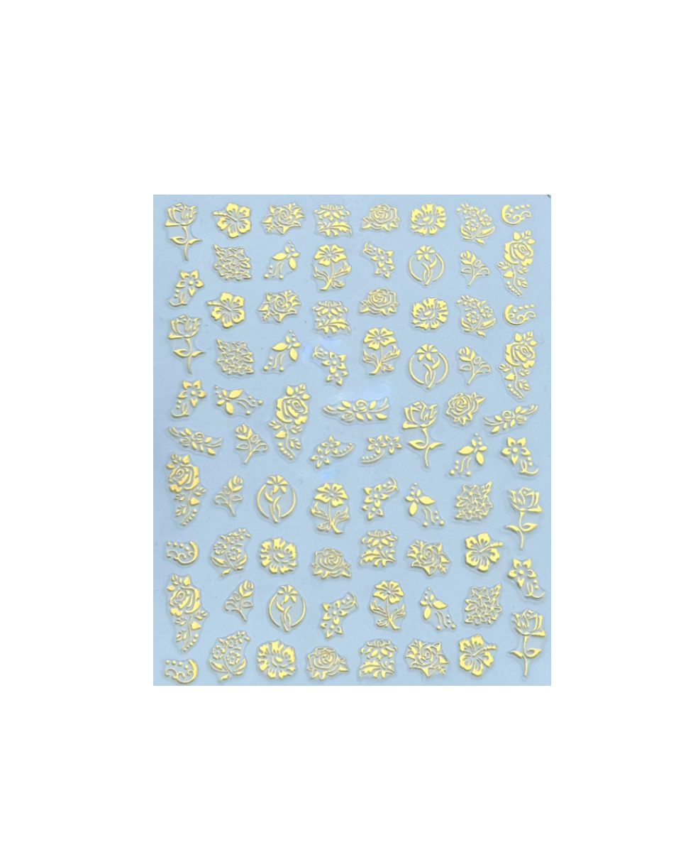sticker per unghie con fiori dorati
