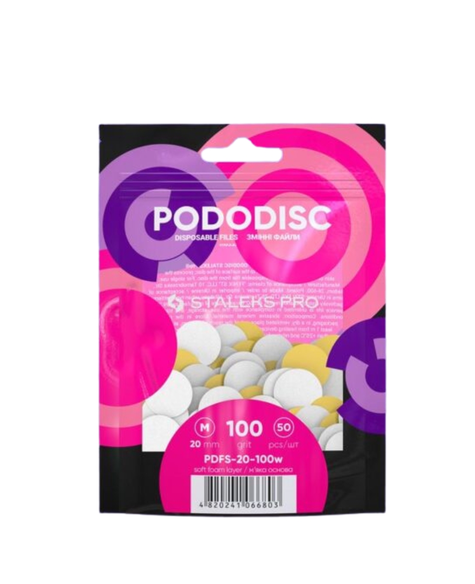 Disco Abrasivo per Pedicure Soft Base 100grit - M- 20mm - PODODISC STALEKS PRO - 50pz