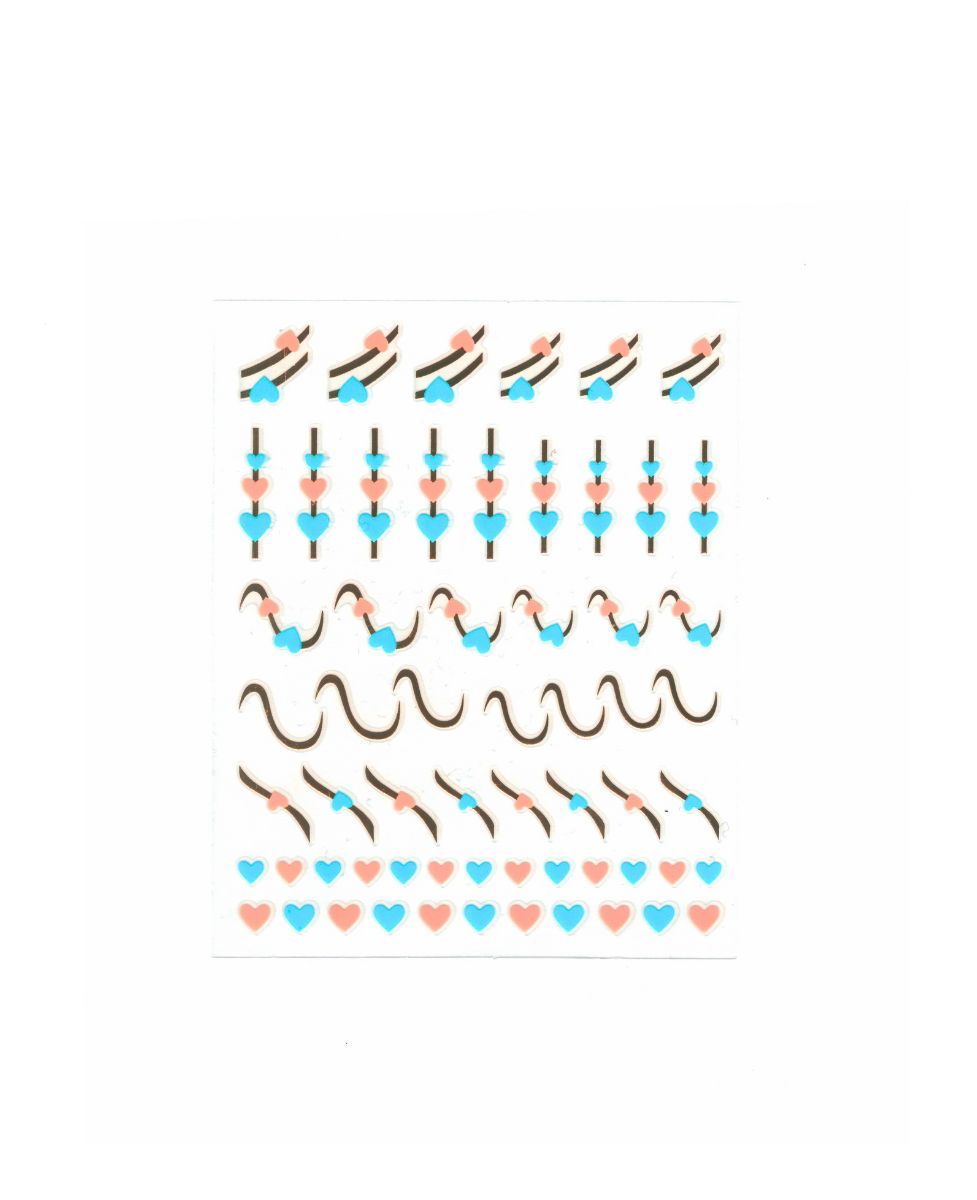 sticker per unghie con cuori colorati