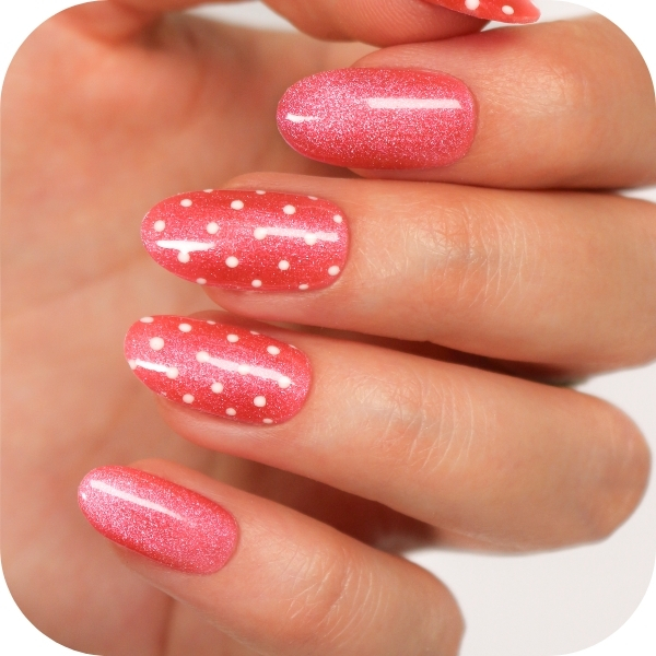 Unghie con pois Rosso Corallo