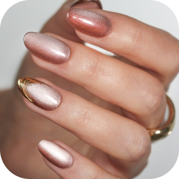 Unghie cat eye nude ramato 